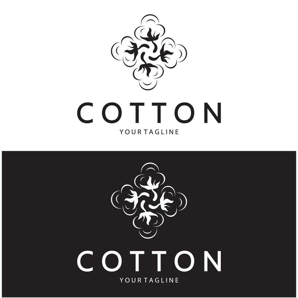 Soft natural organic cotton flower plant logo for cotton plantations, industries,business,textile,clothing and beauty,vector vector