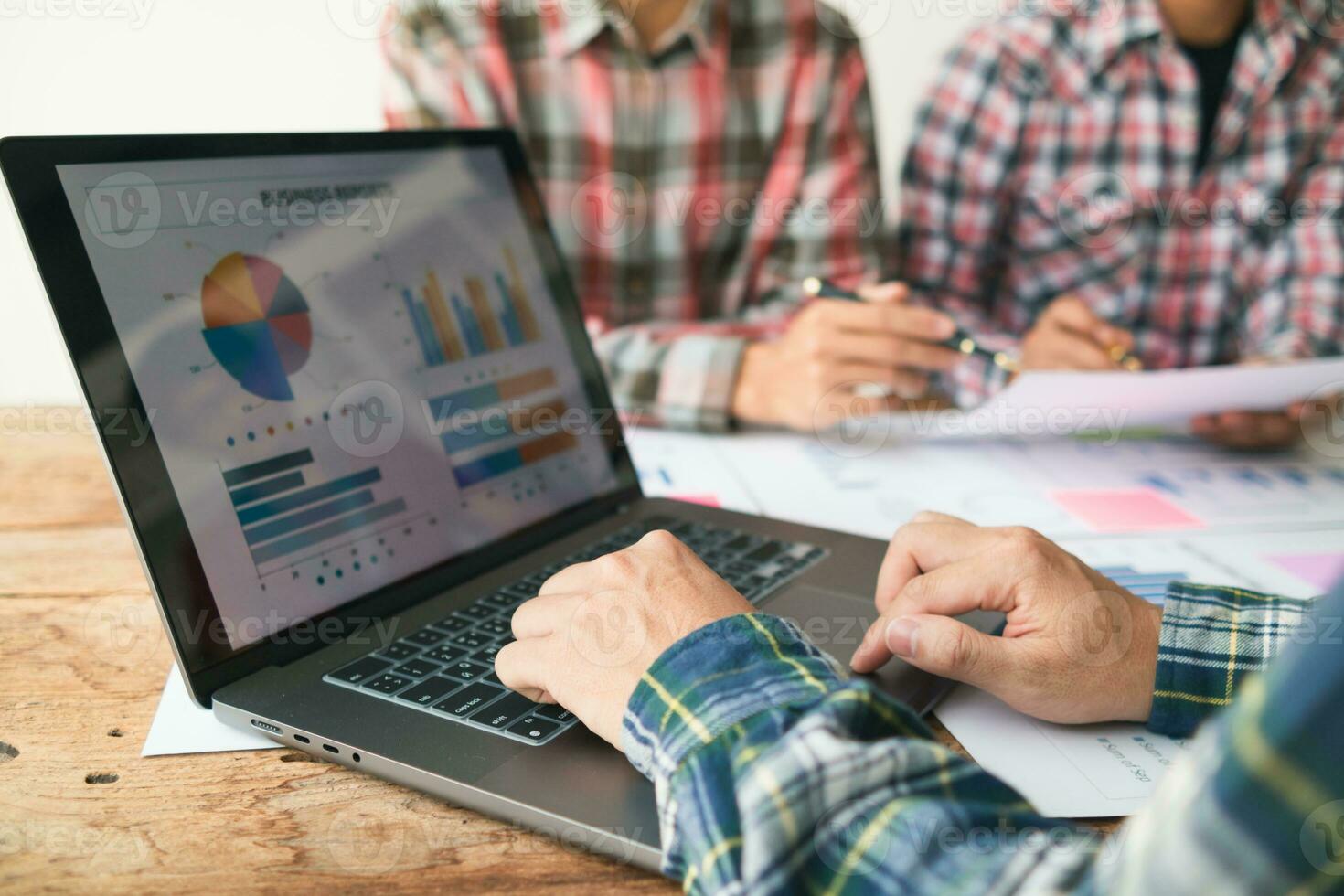 Businessmen team in conference room are introducing and consulting each other to make good business profits. concept of mentoring and consulting between investor to exchange knowledge. photo