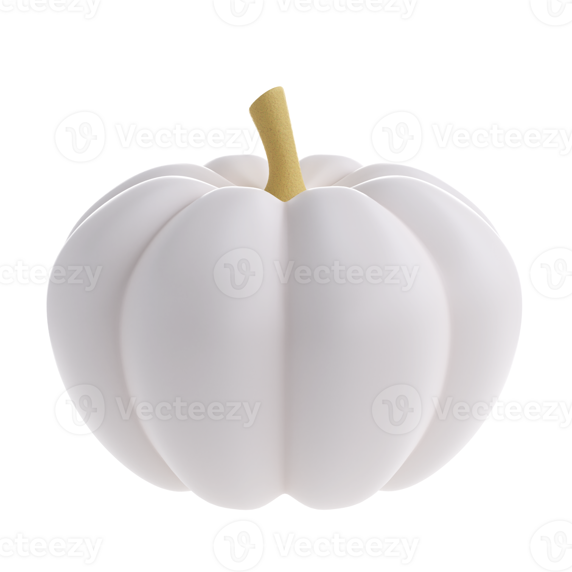 3d white realistic pumpkin rendering icon in cartoon style. Design