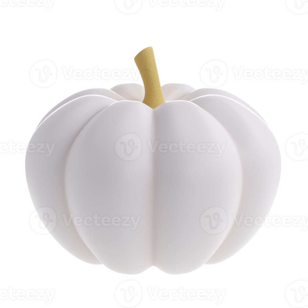 3d white realistic pumpkin rendering icon in cartoon style. Design element for Thanksgiving Day holiday. illustration isolated transparent png