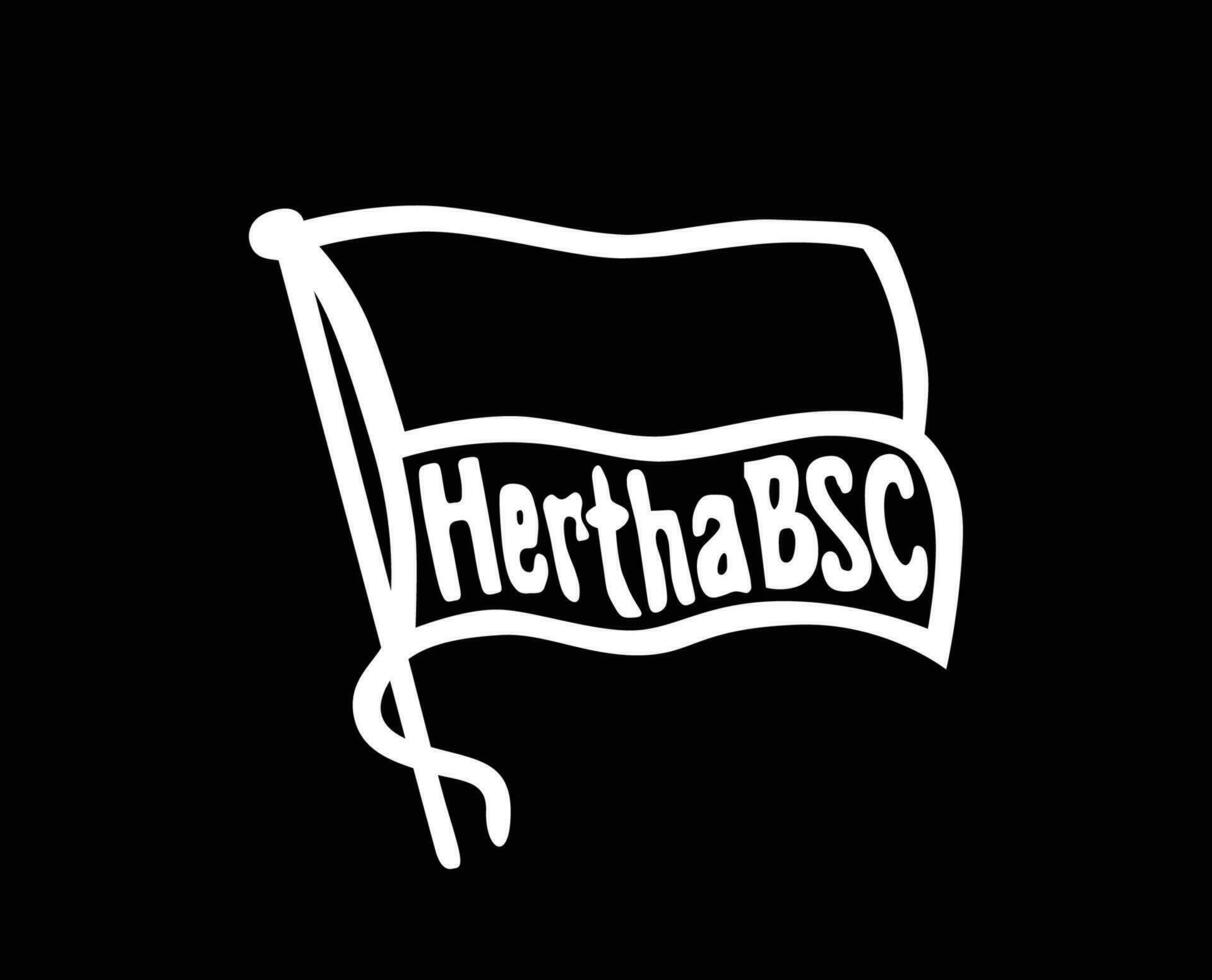 Hertha Berlin Club Symbol Logo White Football Bundesliga Germany Abstract Design Vector Illustration With Black Background