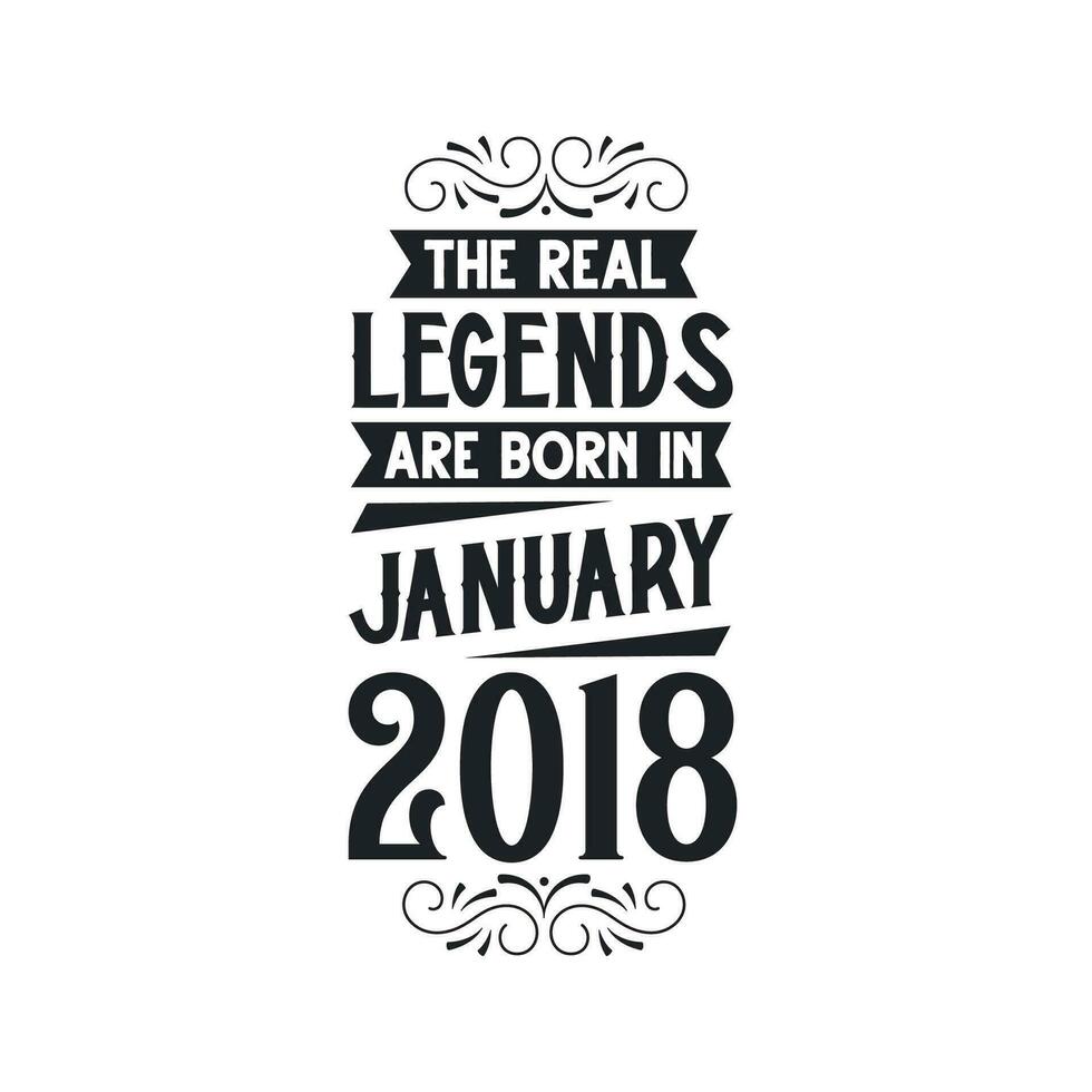 Born in January 2018 Retro Vintage Birthday, real legend are born in January 2018 vector