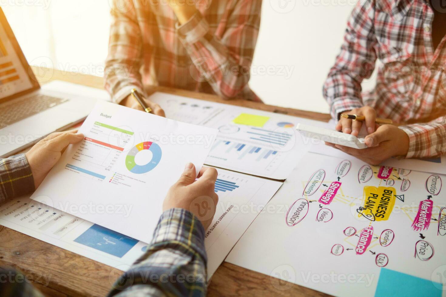 Businessmen team in conference room are introducing and consulting each other to make good business profits. concept of mentoring and consulting between investor to exchange knowledge. photo