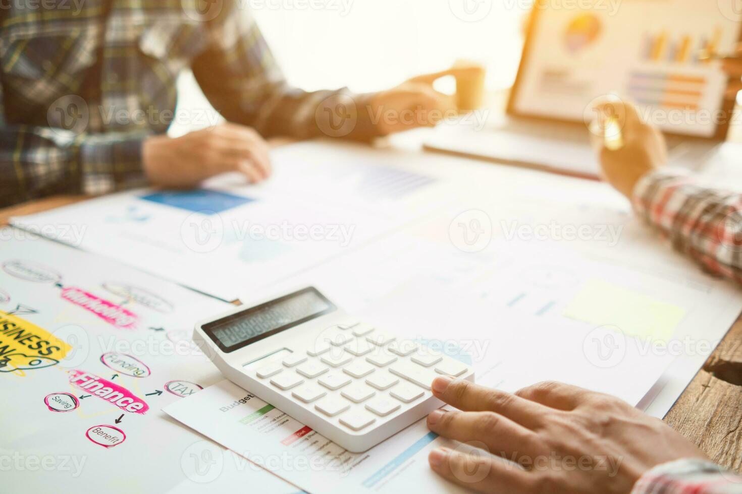 Businessmen team in conference room are introducing and consulting each other to make good business profits. concept of mentoring and consulting between investor to exchange knowledge. photo