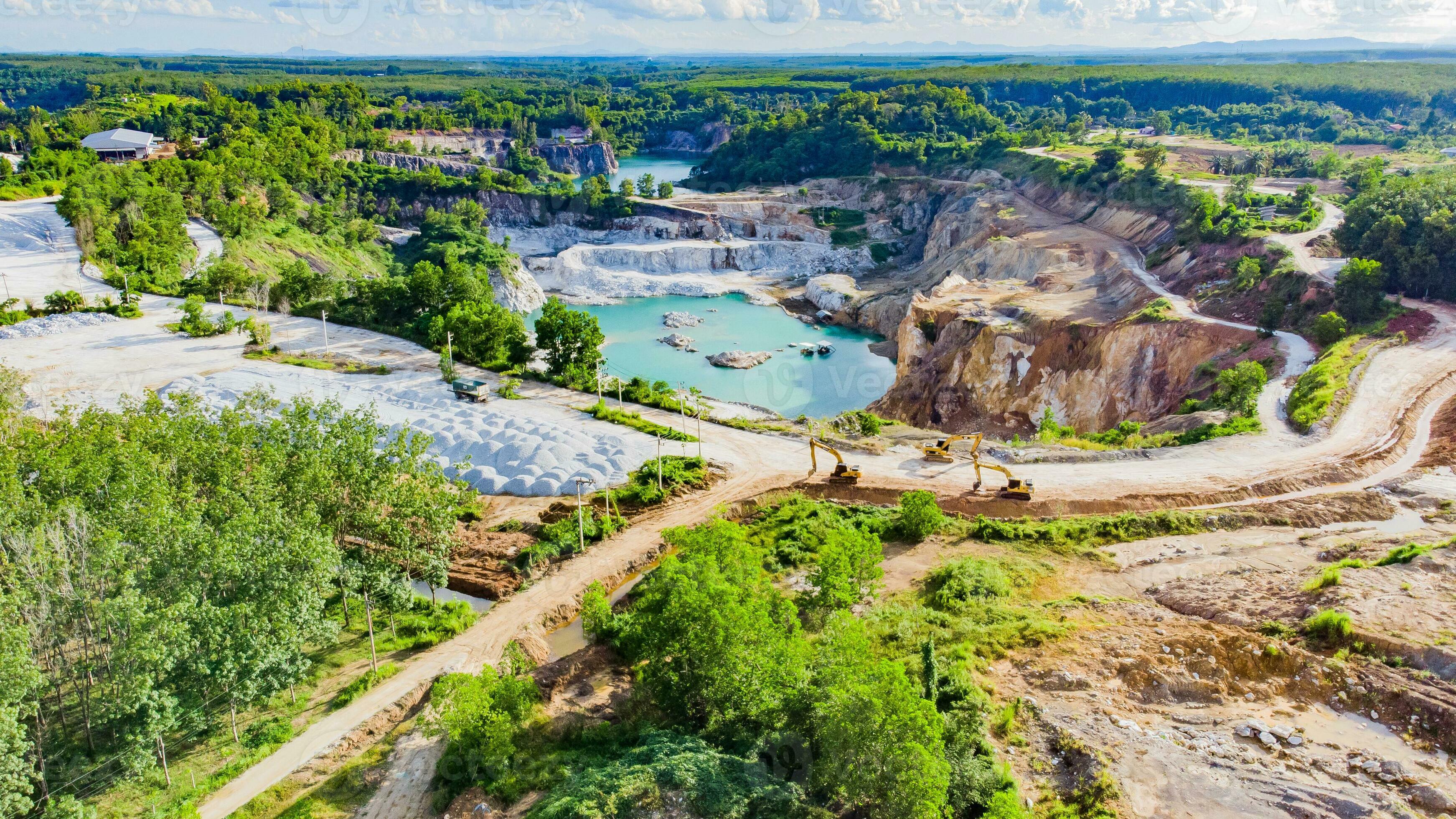 Large pit gypsum mine in gypsum mining, mining industry concept