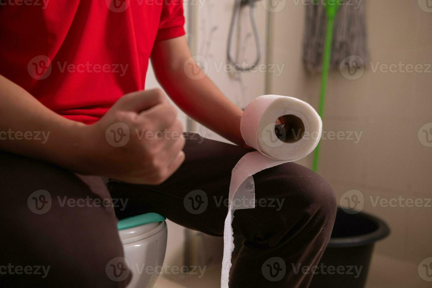 man has hemorrhoids that have worsened and enlarged, and hemorrhoids are severely inflamed, causing bleeding when defecation, infection, weakness and fainting. Inflammatory hemorrhoids pain concept photo