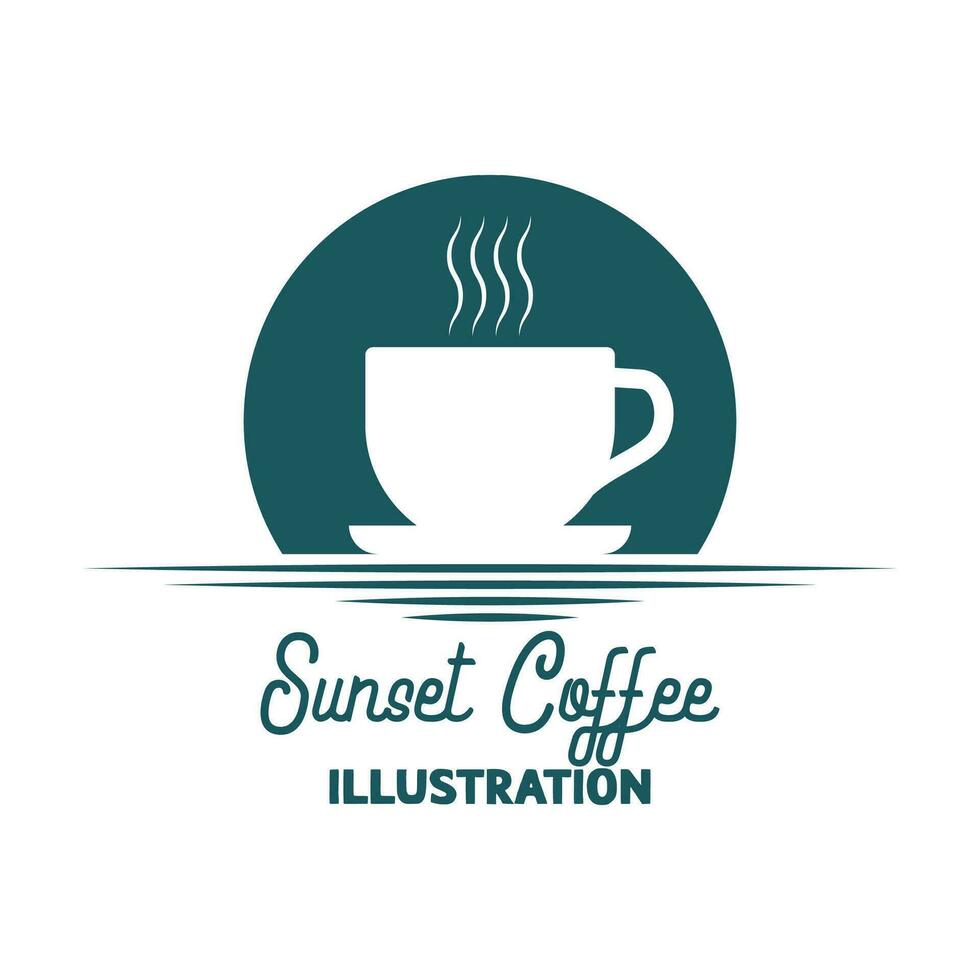 Sunset Sunrise Morning Coffee Cup for Cafe Bar Illustration vector