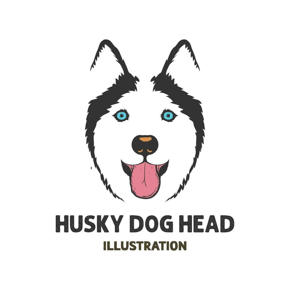 Husky Dog Face Head with Sticking out Tongue Illustration vector