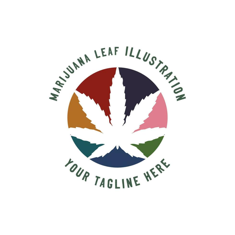 Modern Circular Cannabis Marijuana Ganja Leaf Badge Emblem Label Design vector