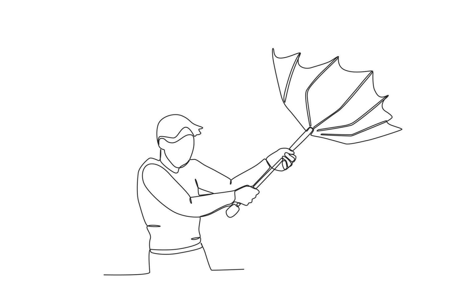 A man with an umbrella was buffeted by strong winds vector