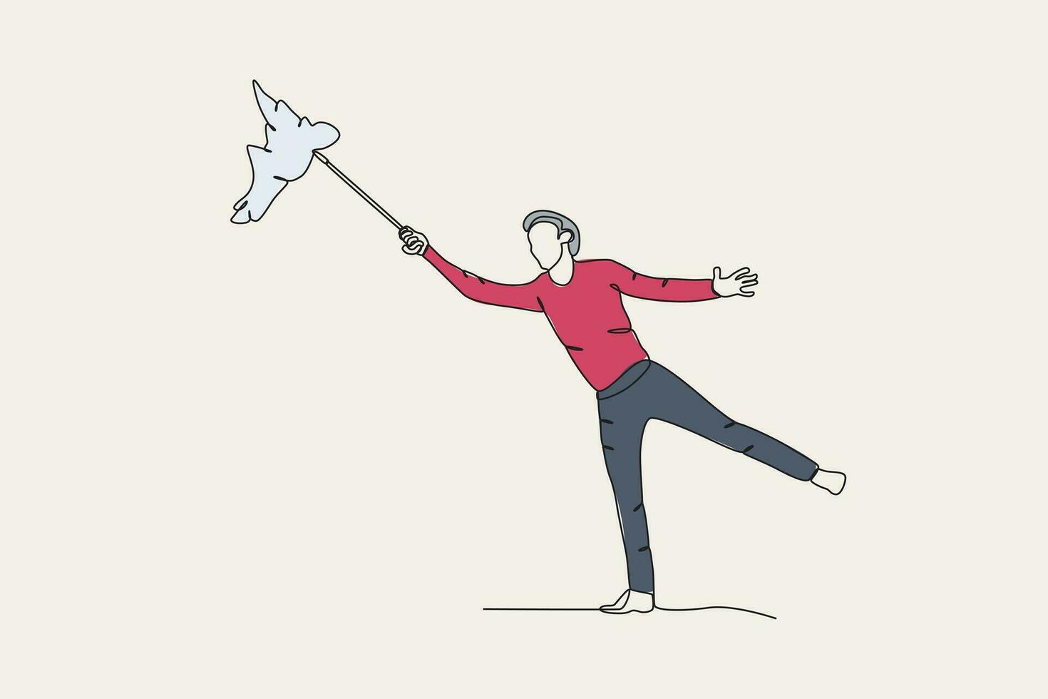 Color illustration of a man being attacked by a storm vector