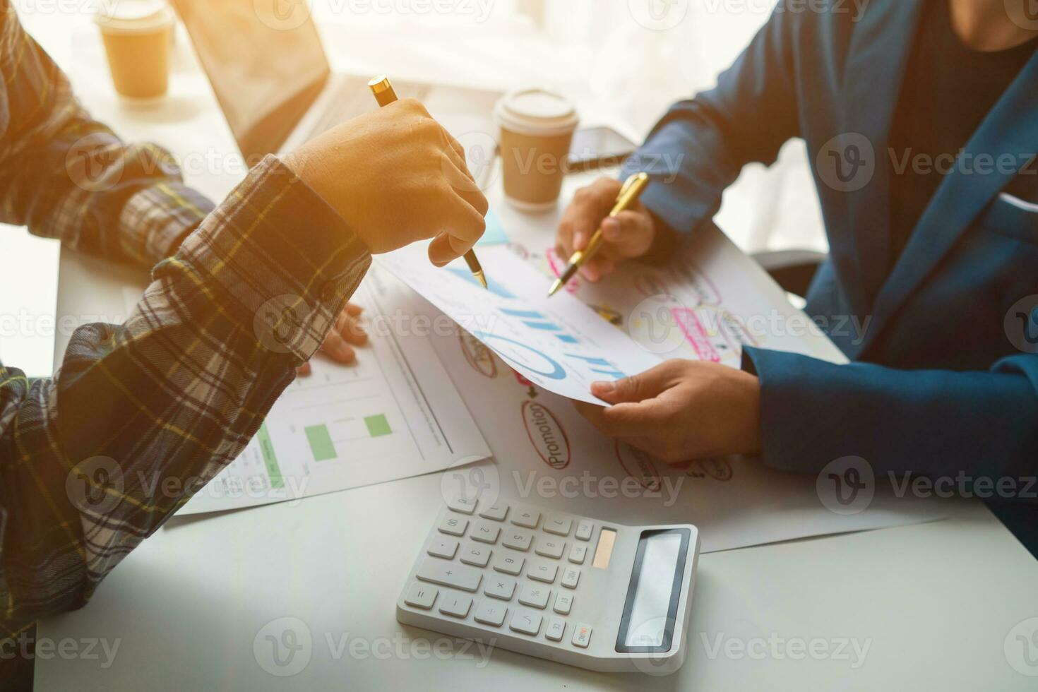 Businessmen team in conference room are introducing and consulting each other to make good business profits. concept of mentoring and consulting between investor to exchange knowledge. photo
