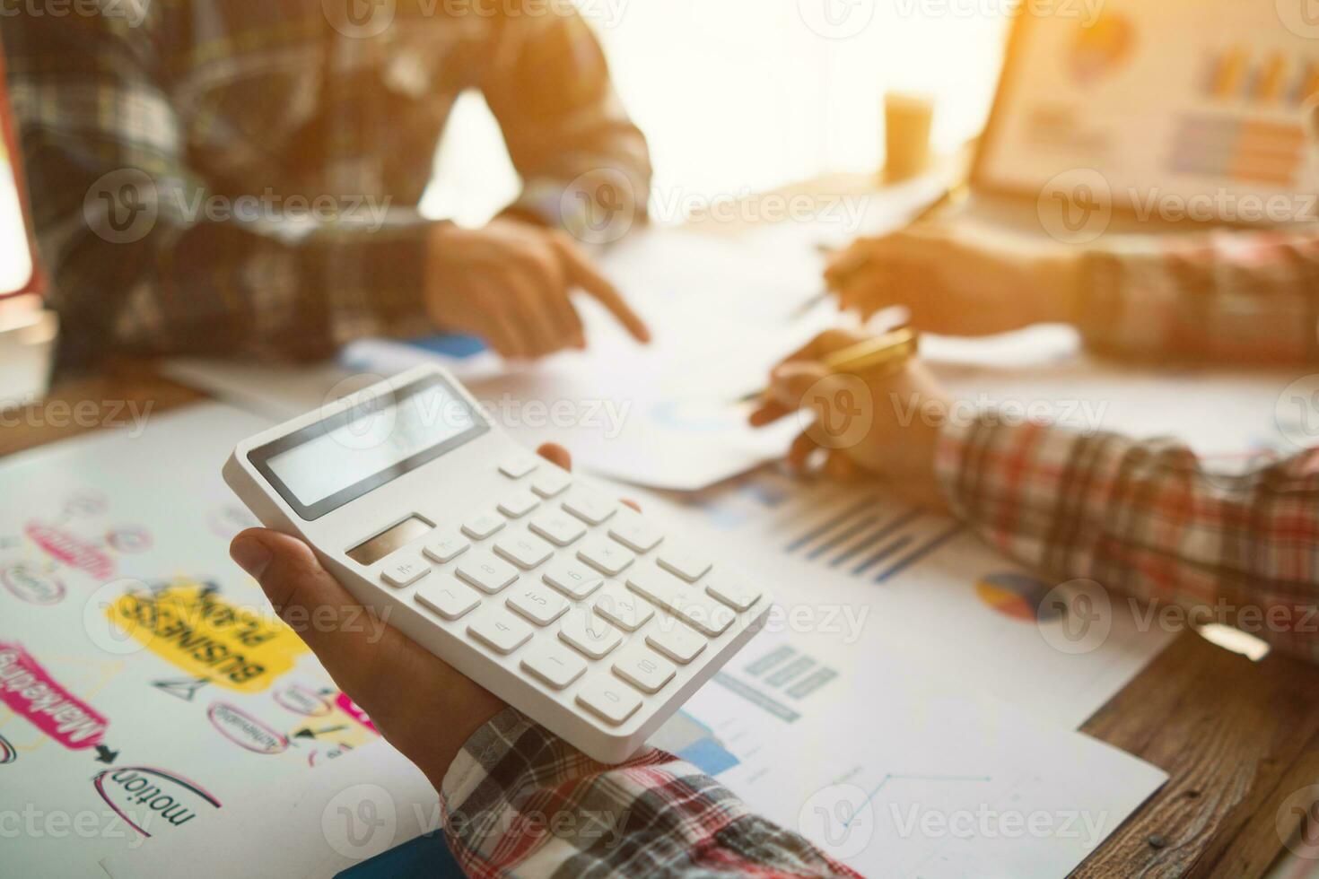 Businessmen team in conference room are introducing and consulting each other to make good business profits. concept of mentoring and consulting between investor to exchange knowledge. photo