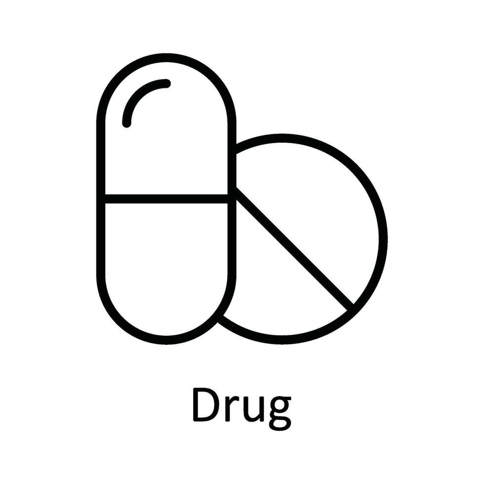 fármaco vector contorno icono diseño ilustración. médico y salud símbolo en blanco antecedentes eps 10 archivo