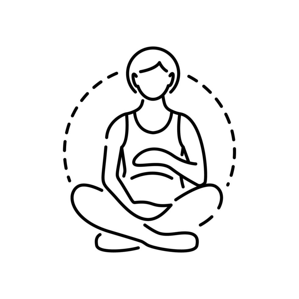 Pregnancy concept icon. Pregnant woman idea thin line illustration. Ultrasonography. Pregnancy medical monitoring. Vector isolated outline drawing. Yoga and therapy.