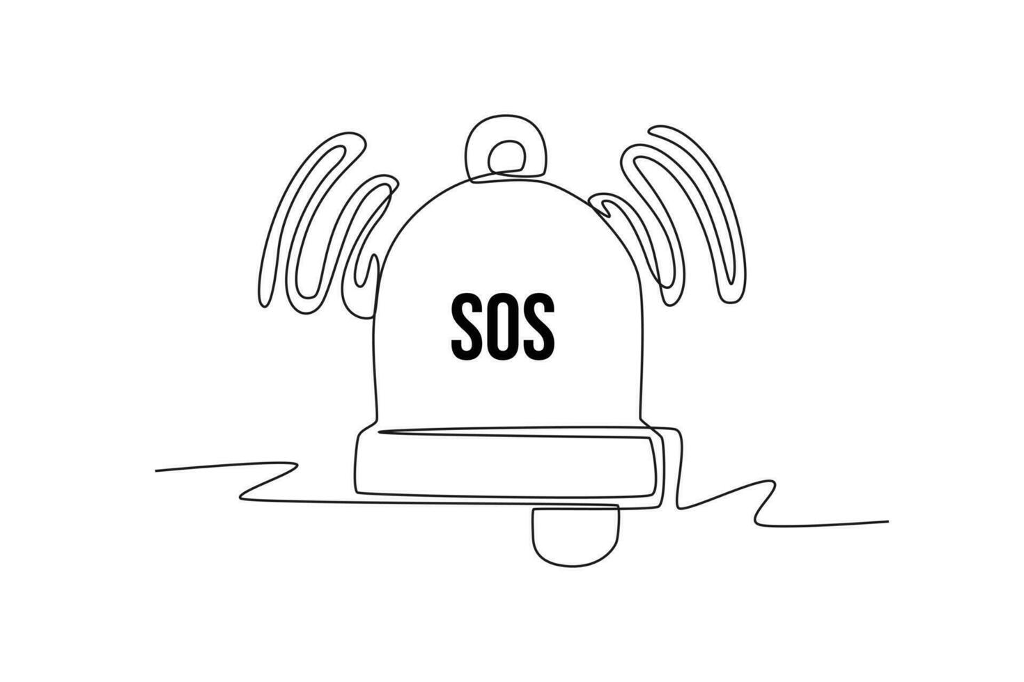 Single one line drawing flasher siren with text SOS. SOS concept. Continuous line draw design graphic vector illustration.