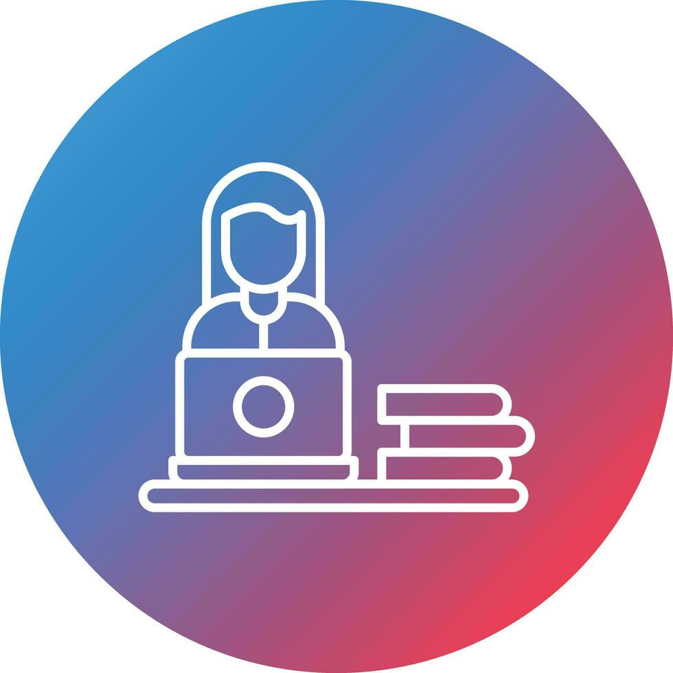 Freelancer Female Line Gradient Circle Background Icon vector