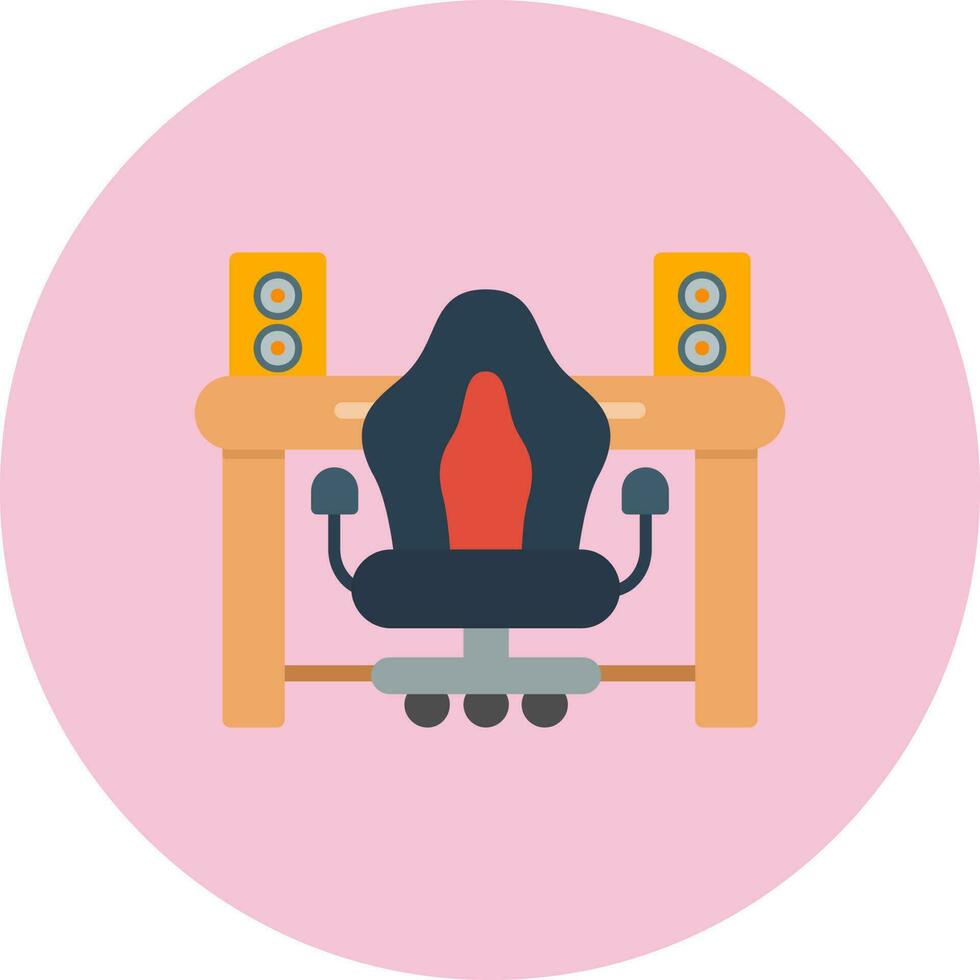 icono de vector de escritorio y silla