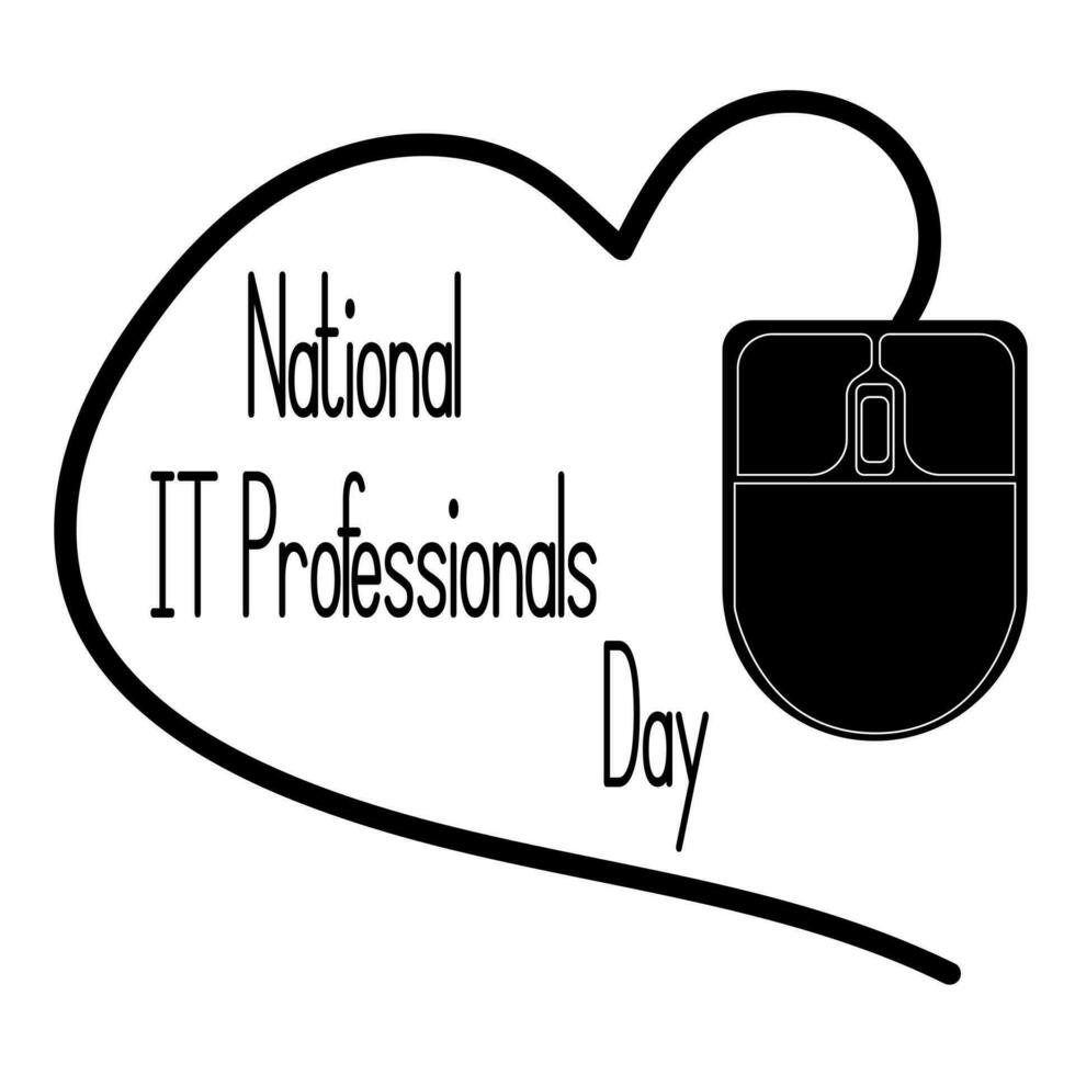 National IT Professionals Day, silhouette of a computer mouse, idea for a positive postcard vector