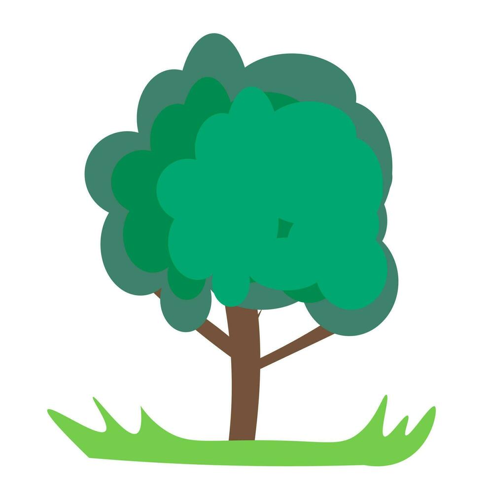 Abstract tree vector illustration in eps 10. Green tree on the meadow