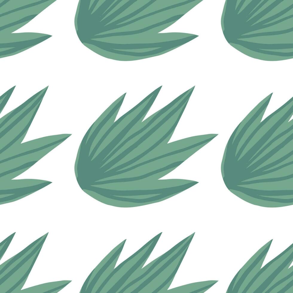 Hand draw simple tropical green leaves seamless pattern. vector