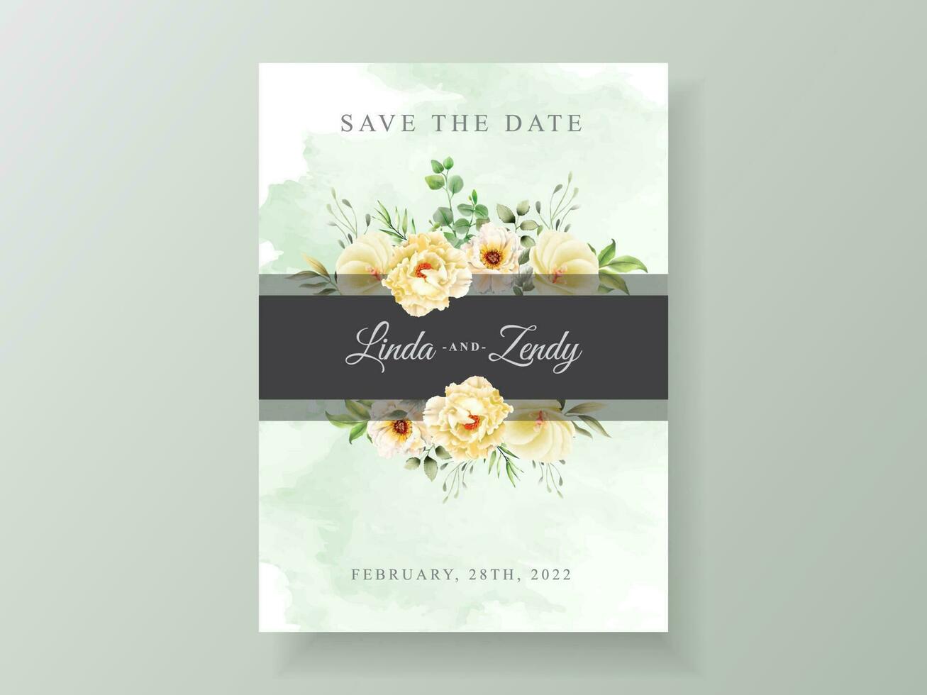 hermosa plantilla de invitación de boda floral vector