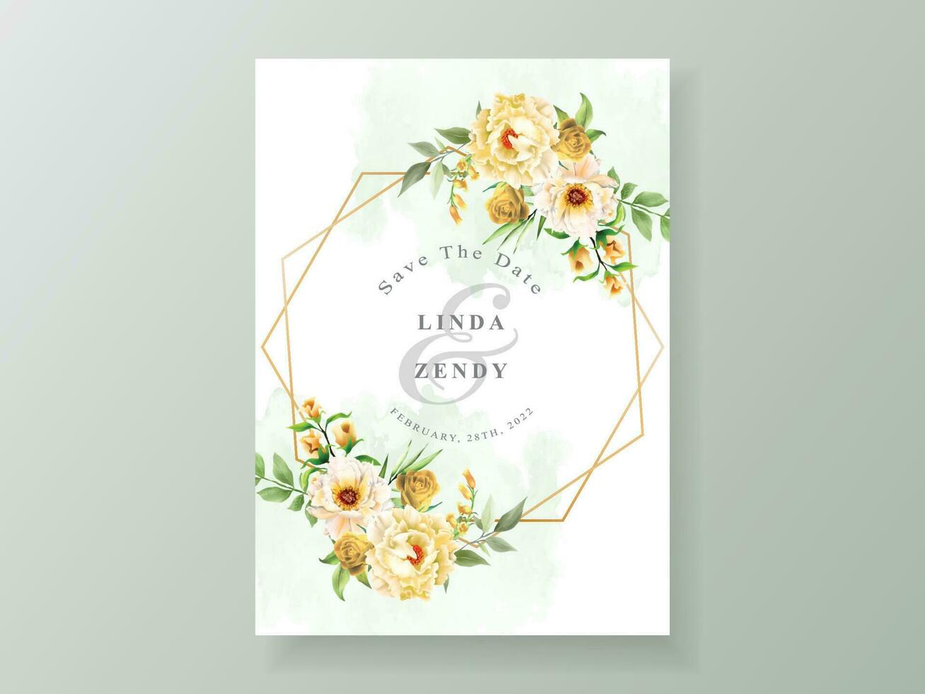 hermosa plantilla de invitación de boda floral vector