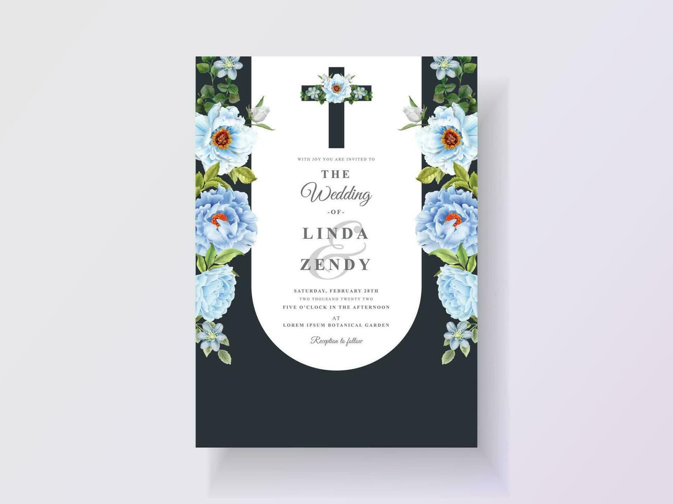 hermosa plantilla de invitación de boda floral vector