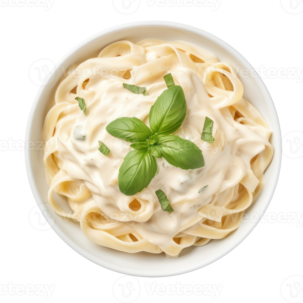 Bowl of fettucini alfredo isolated png