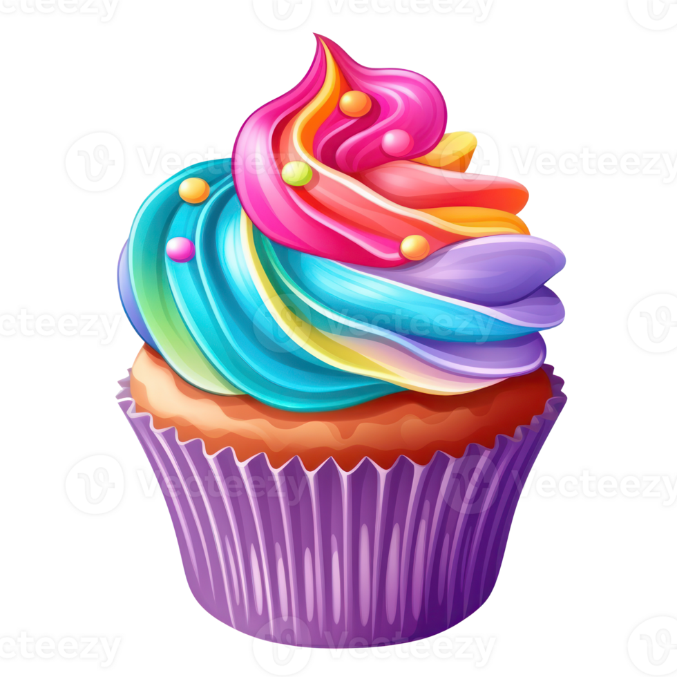 Colorful cupcake isolated png