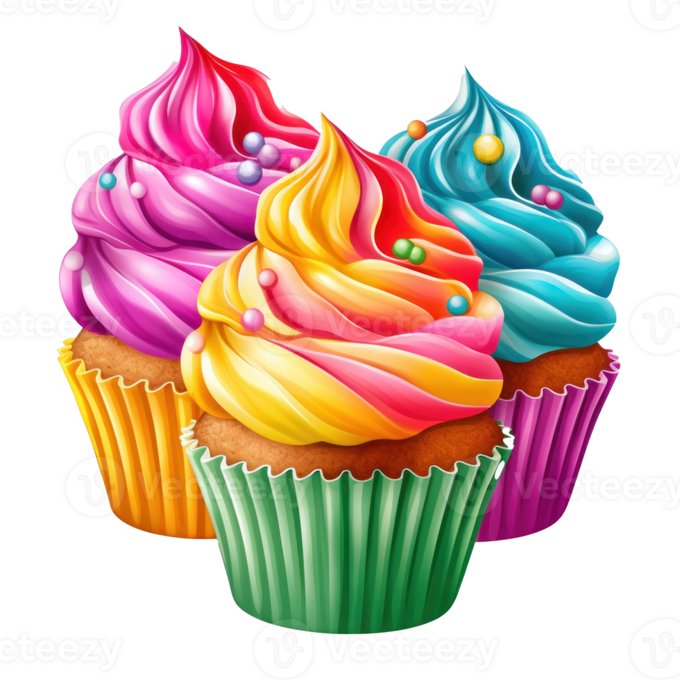 Colorful cupcake isolated png