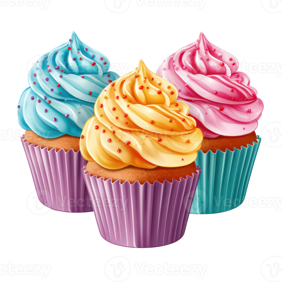 Colorful cupcake isolated png