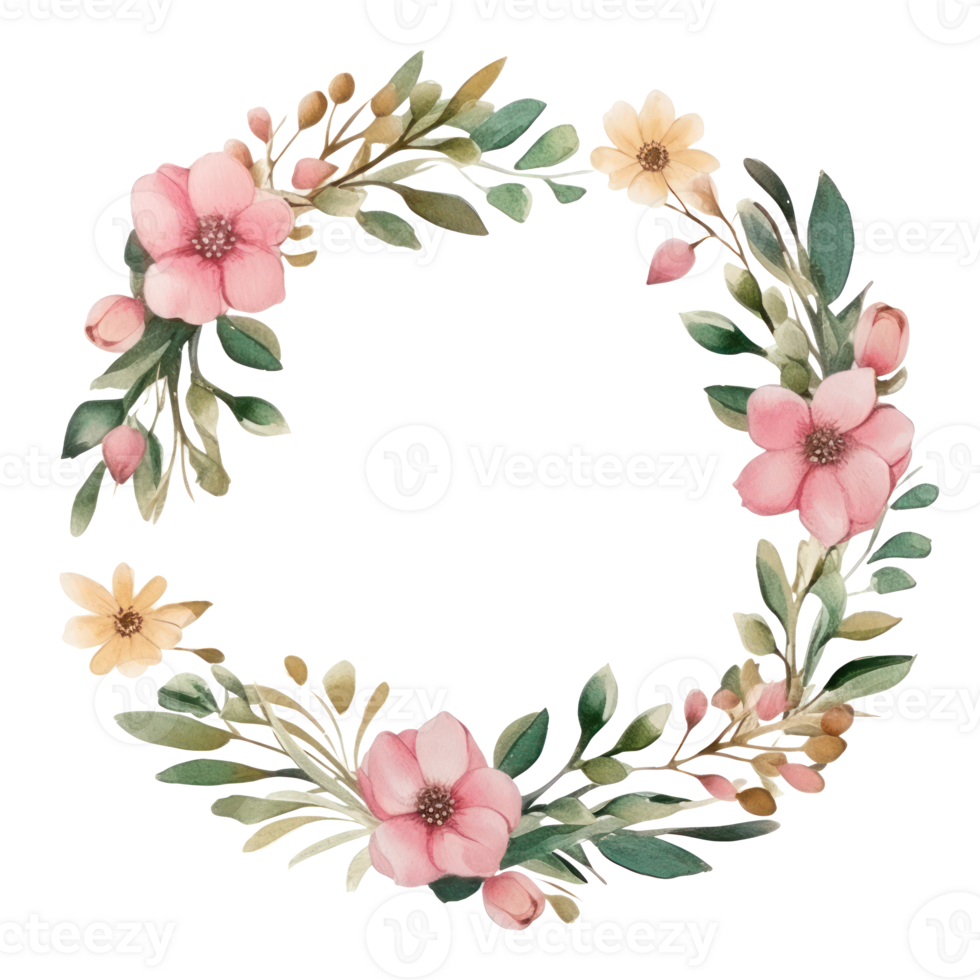 Watercolor floral frame png