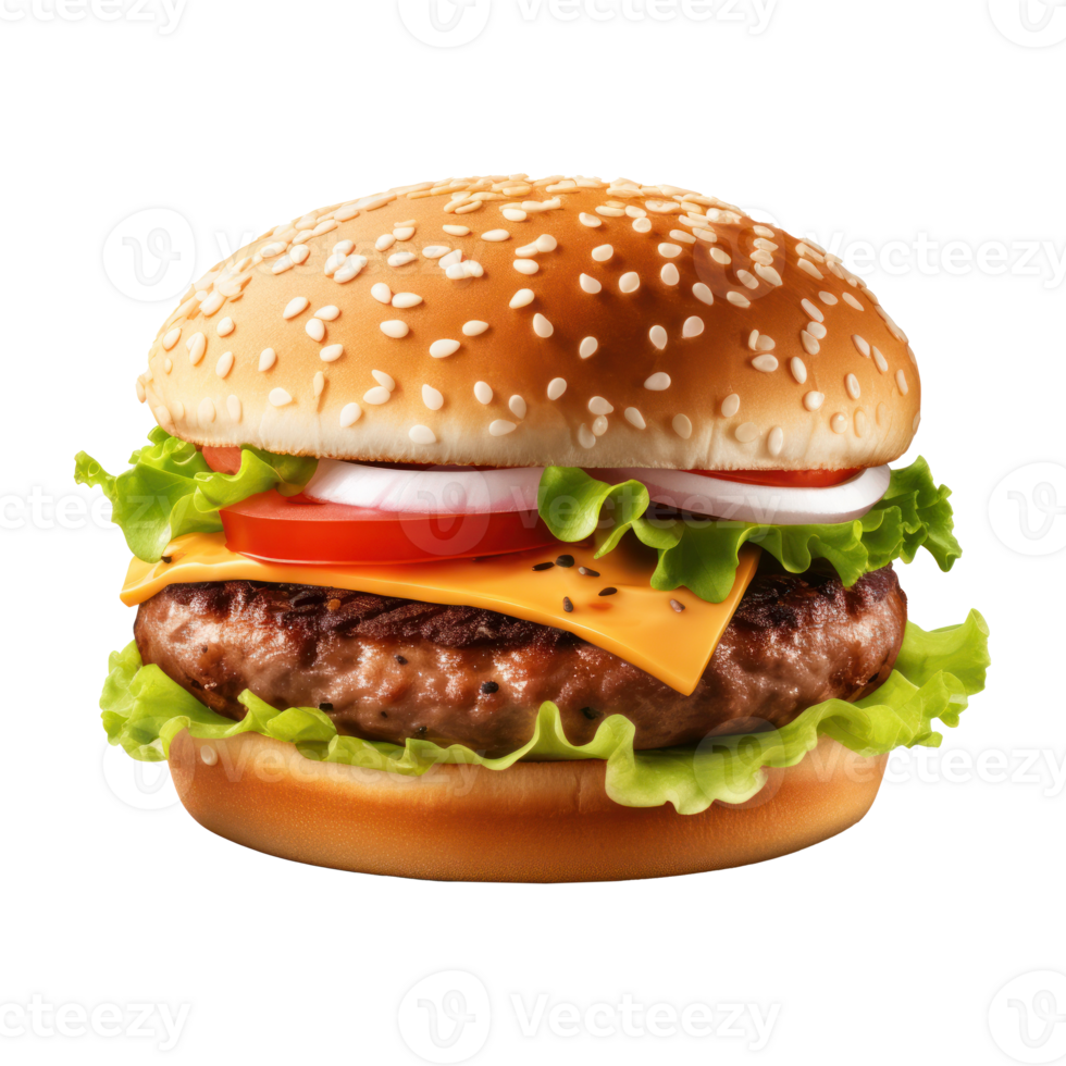 Hot tasty hamburger isolated png