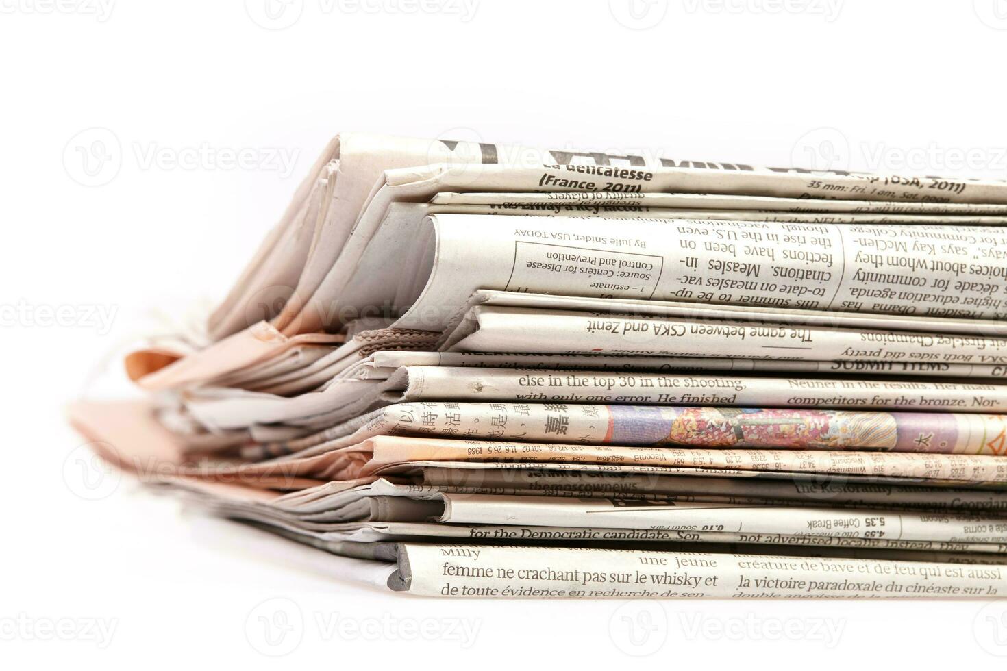 International newspapers on white. photo