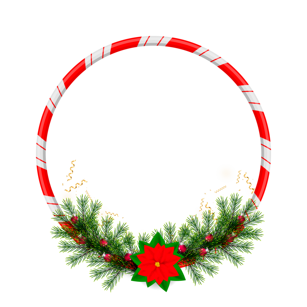 christmas frame decoration with christmas ball,pine branch and snow flex png