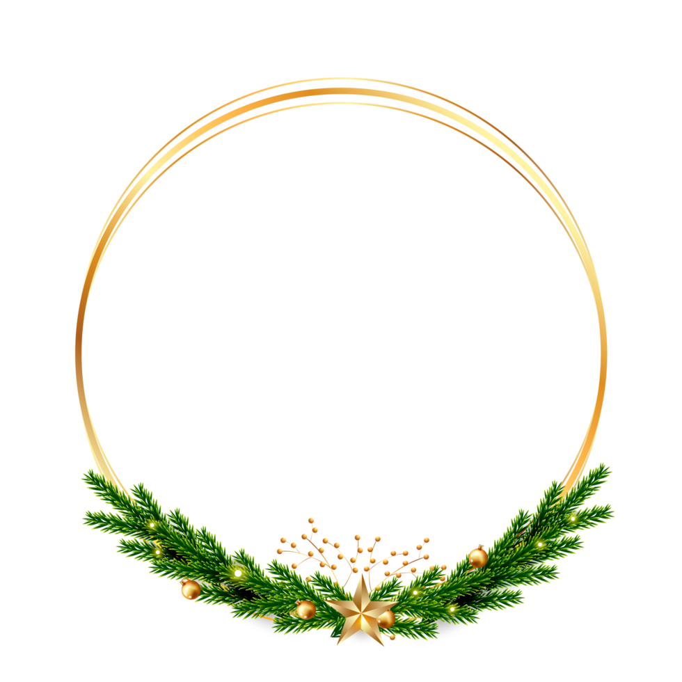 christmas frame decoration with christmas ball,pine branch and snow flex png