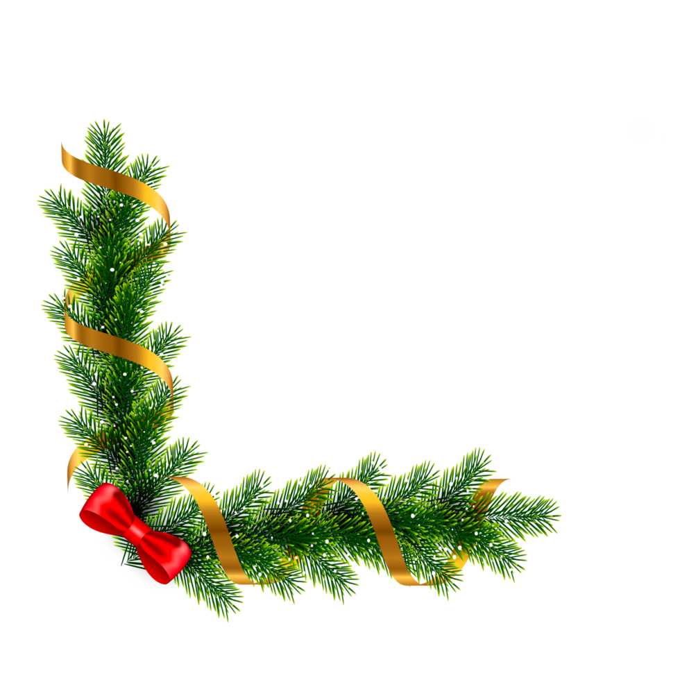 Natale angolo decorazione con Natale palla, pino ramo e neve flettere png