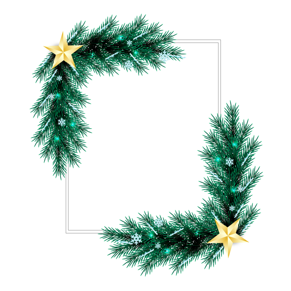 Weihnachten Rahmen Dekoration mit Weihnachten Kugel, Kiefer Ast und Schnee biegen png