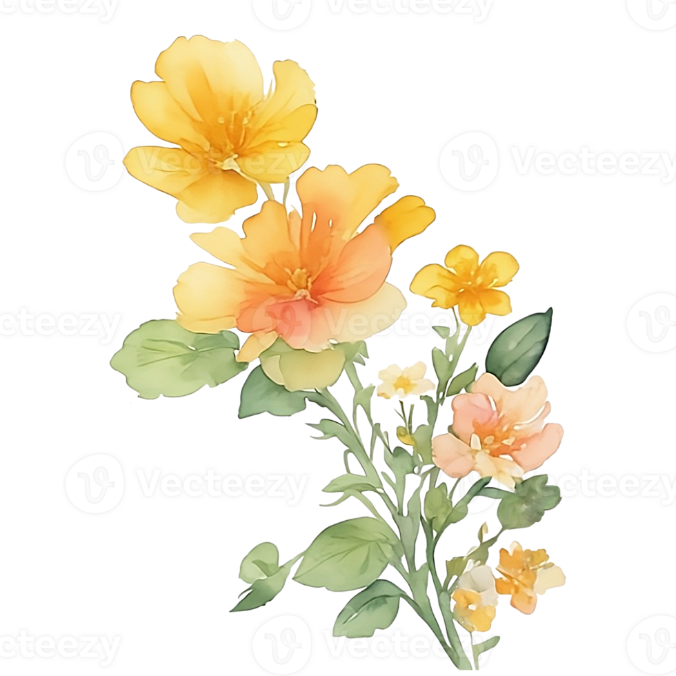 Yellow flower watercolor AI Generative png
