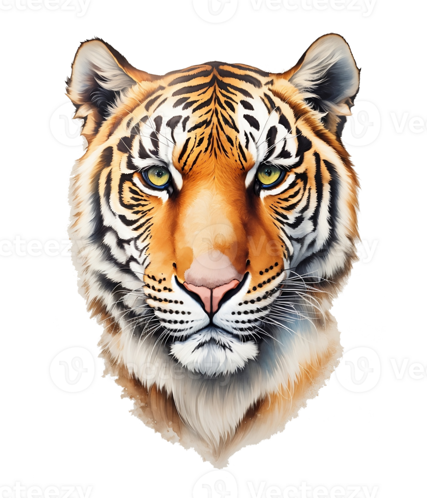 tigre tête aquarelle ai génératif png