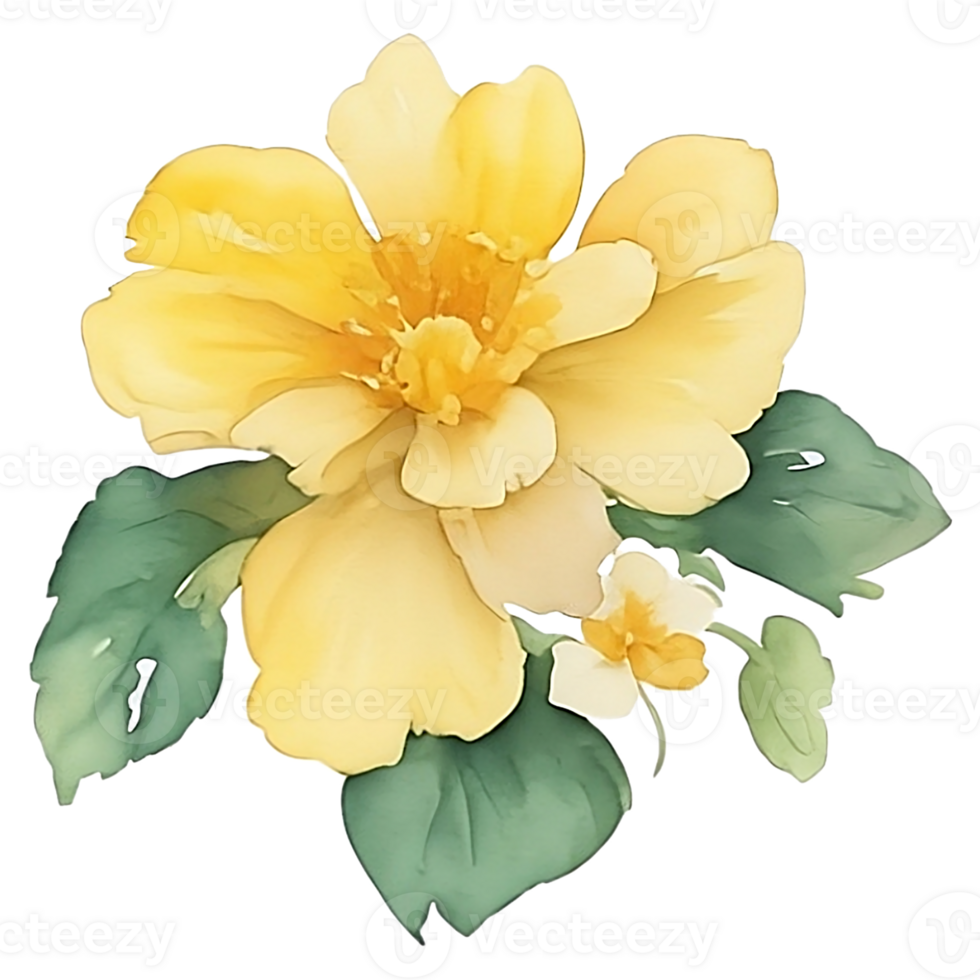 Yellow flower watercolor AI Generative png