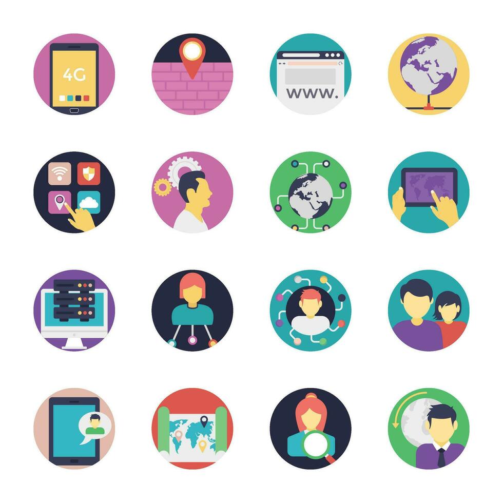 Internet Flat Icons Collection vector