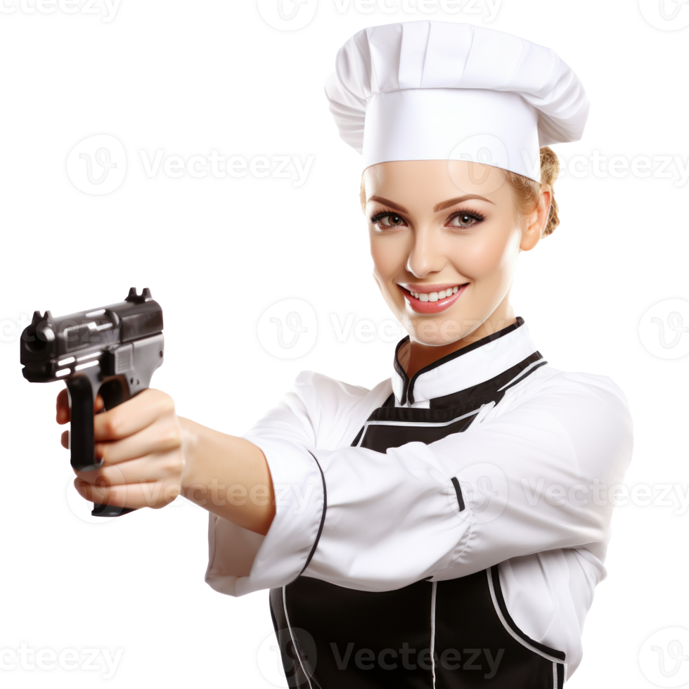 Chef woman with gun isolated png