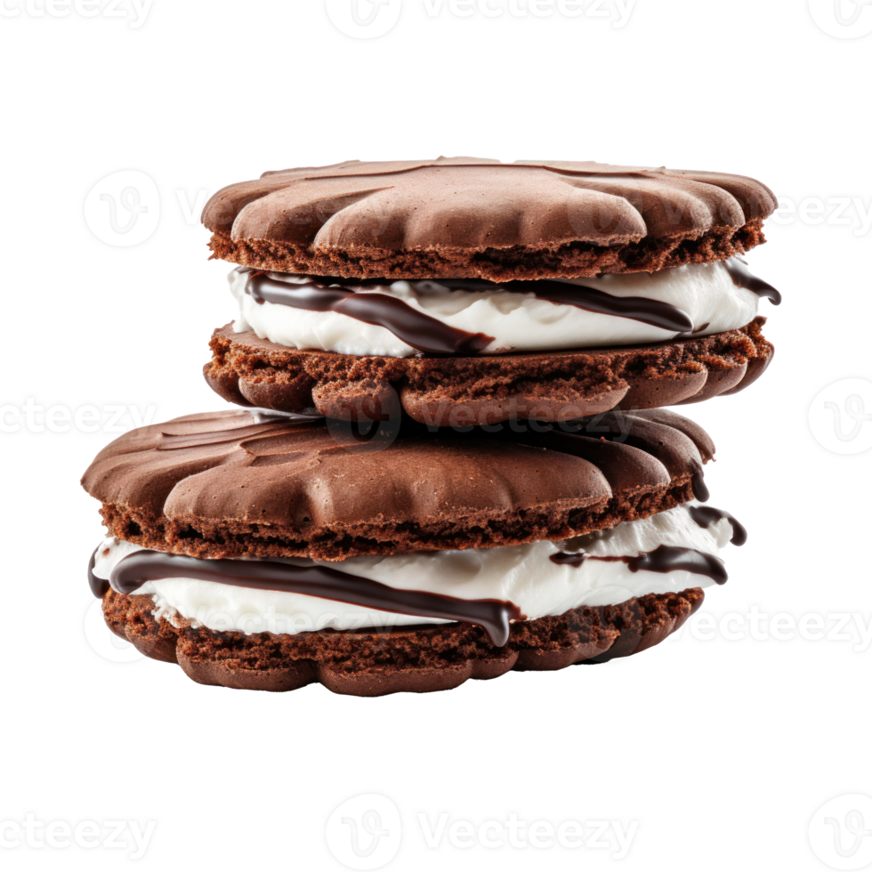 Chocolate sandwich cookie with milk cream isolated 27729716 PNG