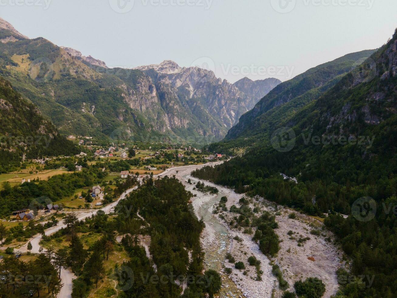 Drone views of Theth in Albania photo