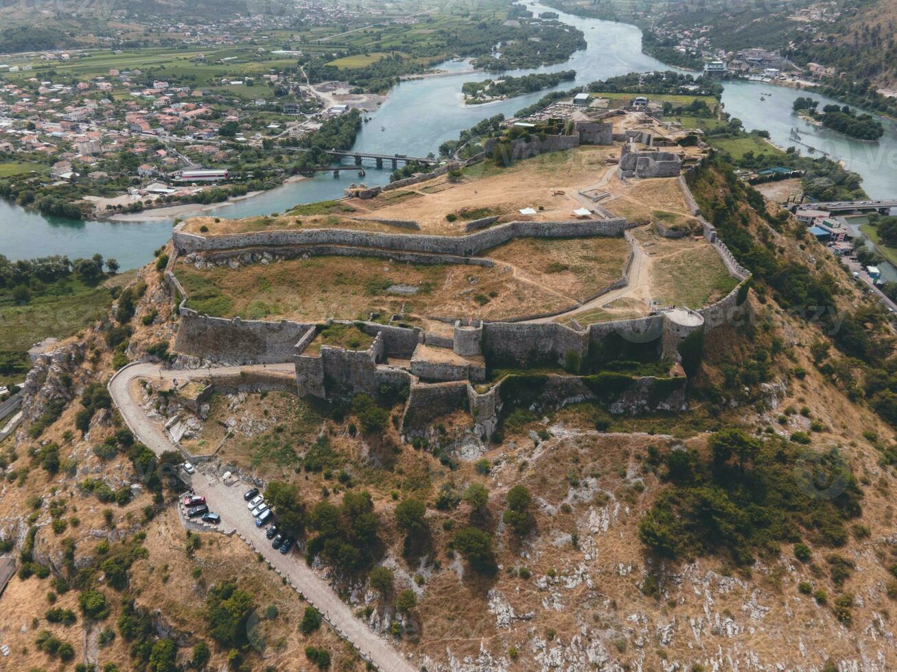 Shkoder Castle in Albania by Drone photo