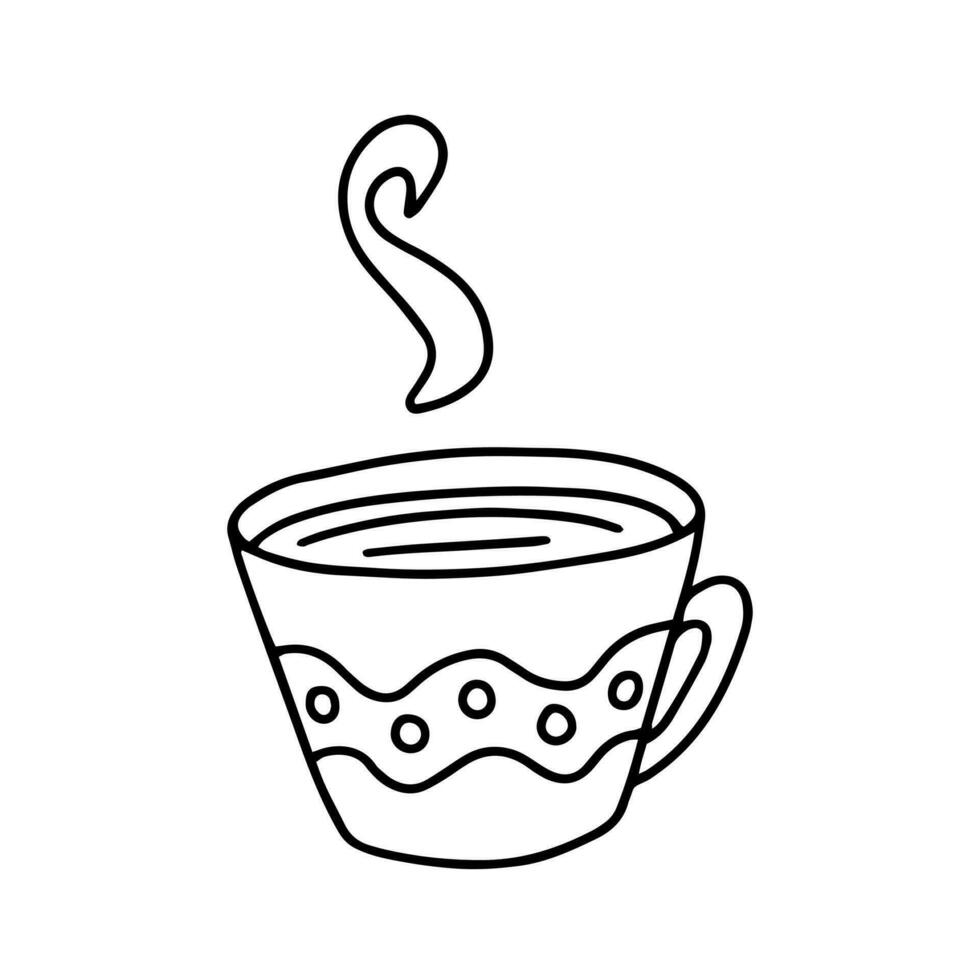 Coffee cup with smoke vector doodle illustration