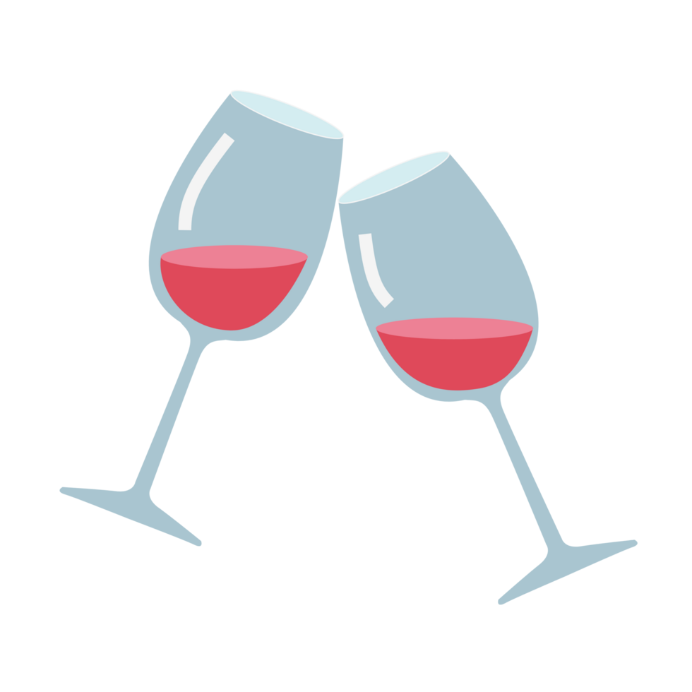 Two wine glasses with red liquid illustrations,  Generative Ai png