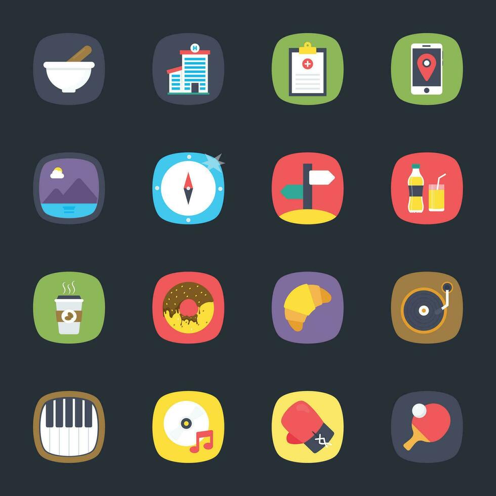 Pack of Travel and Holiday Flat Icons vector